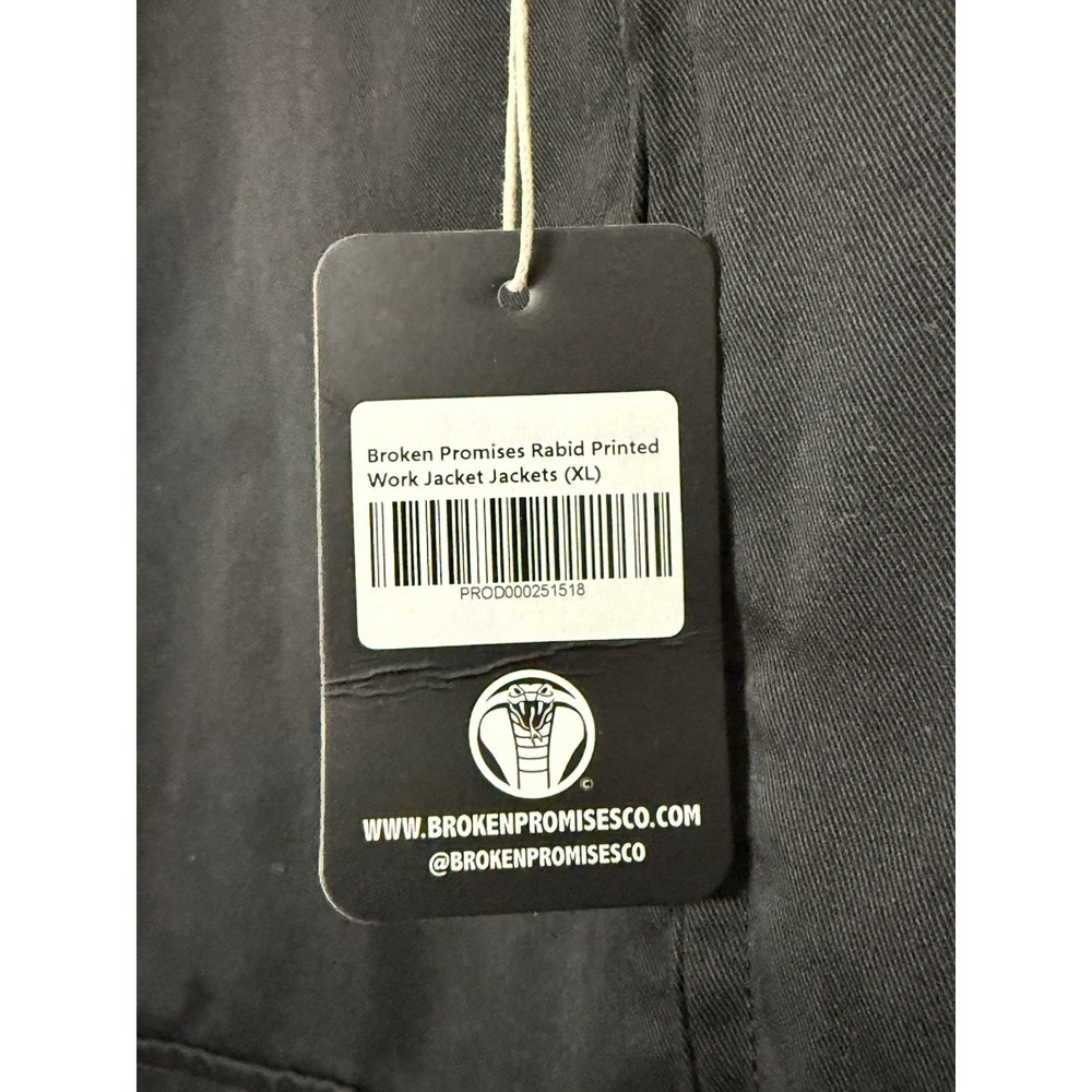 Broken Promises Mens Black Rabid Printed Work Jacket XL Chore Canvas NWT Skate‎ - Picture 4 of 9